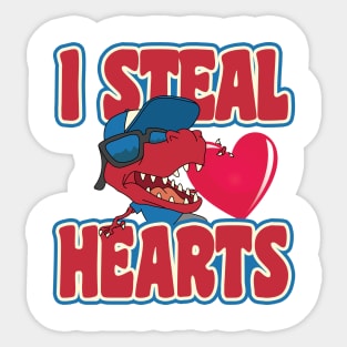 'I Steal Hearts Dinosaur' Sweet Valentines Lovers Gift Sticker